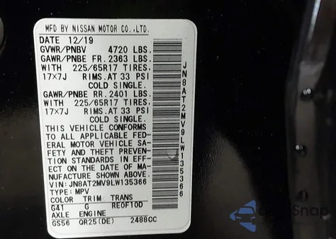 2020 Nissan Rogue Sv Intelligent Awd z USA, uszkodzony, nr VIN JN8AT2MV9LW135366